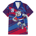 Western Bulldogs Australian Football Family Matching Summer Maxi Dress and Hawaiian Shirt Tough Bulldog Mascot Art With Indigenous Pattern Art