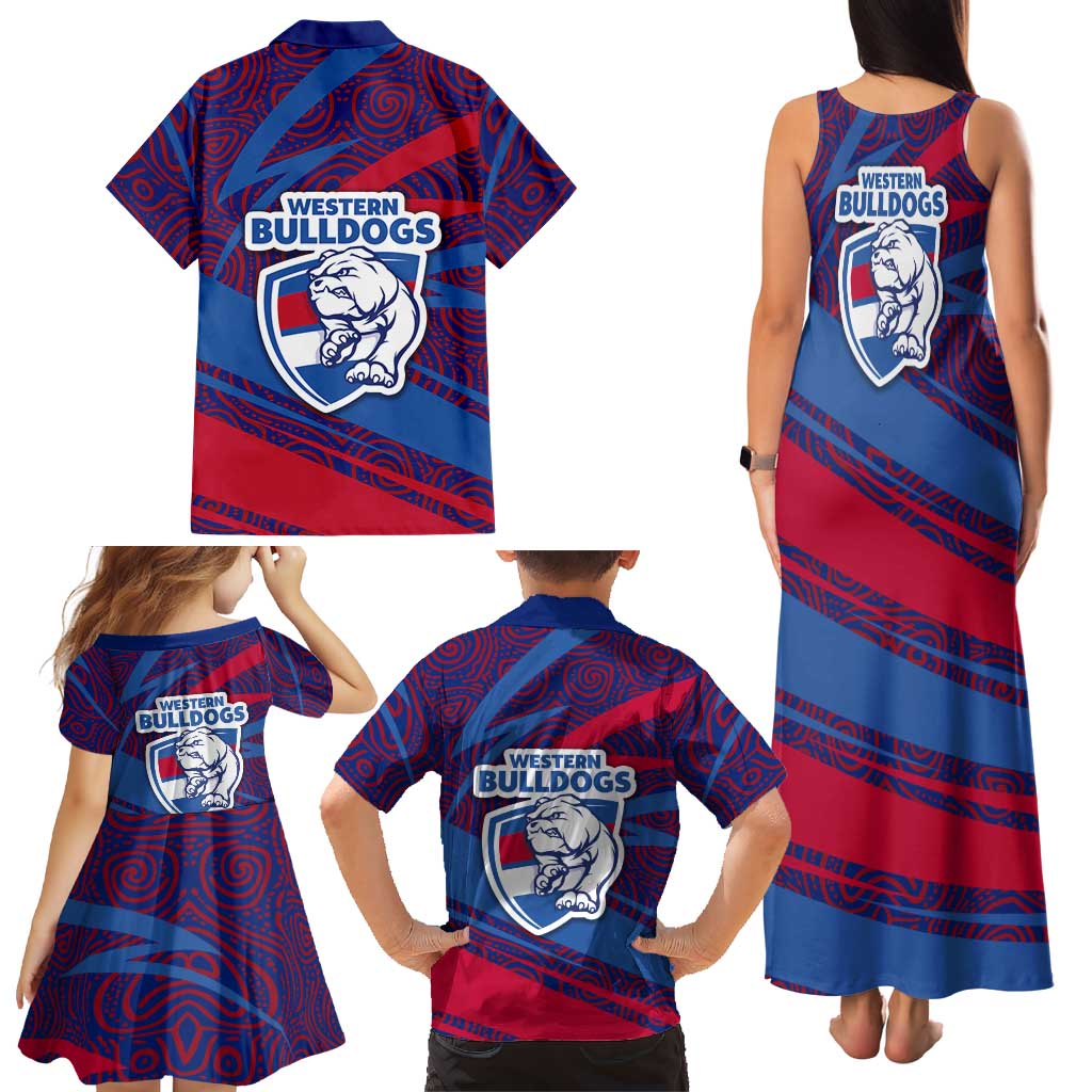 Western Bulldogs Australian Football Family Matching Tank Maxi Dress and Hawaiian Shirt Tough Bulldog Mascot Art With Indigenous Pattern Art