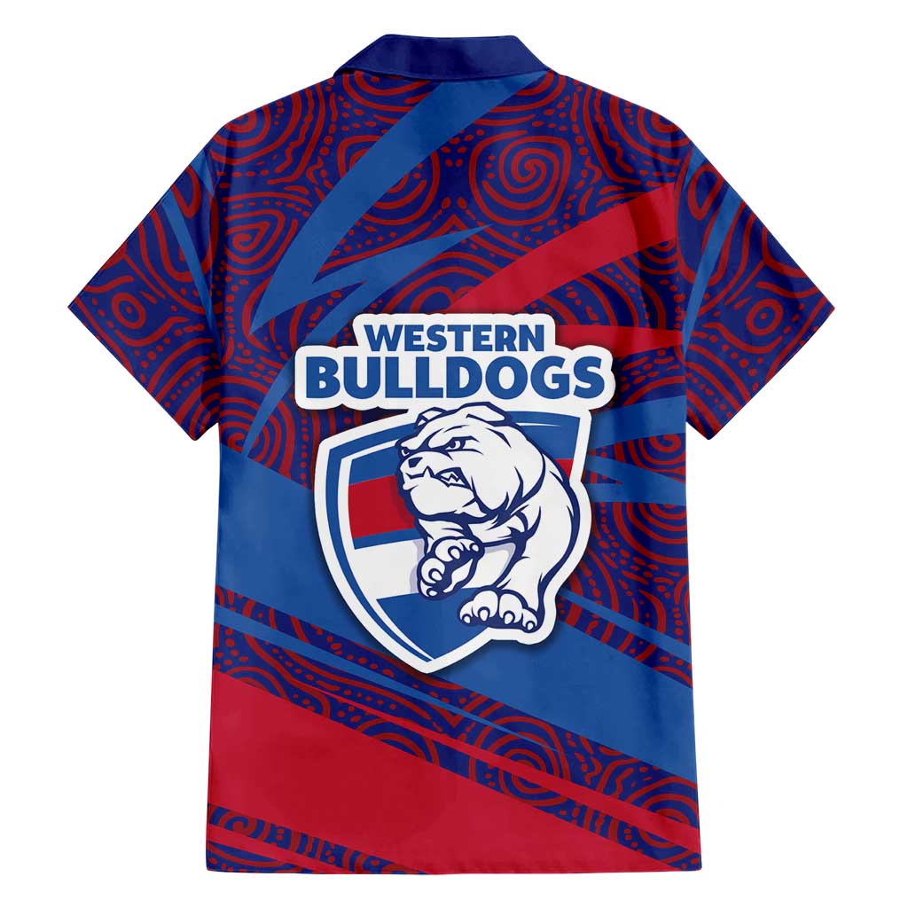 Western Bulldogs Australian Football Family Matching Tank Maxi Dress and Hawaiian Shirt Tough Bulldog Mascot Art With Indigenous Pattern Art