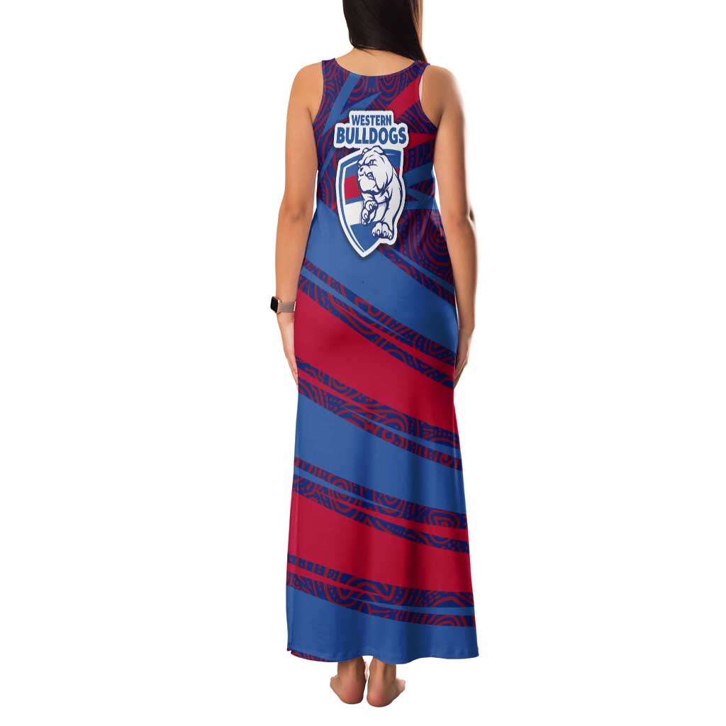 Western Bulldogs Australian Football Family Matching Tank Maxi Dress and Hawaiian Shirt Tough Bulldog Mascot Art With Indigenous Pattern Art