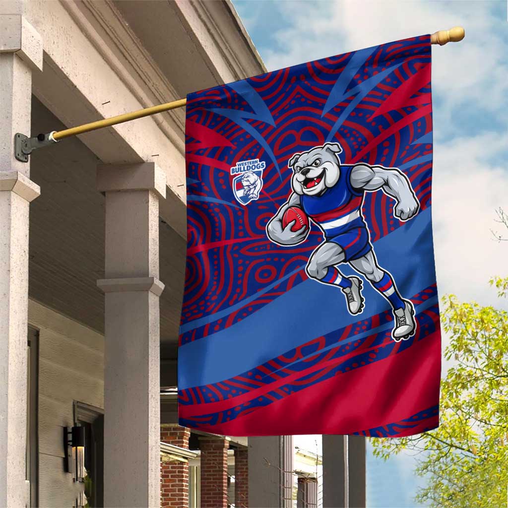 Western Bulldogs Australian Football Garden Flag Tough Bulldog Mascot Art With Indigenous Pattern Art