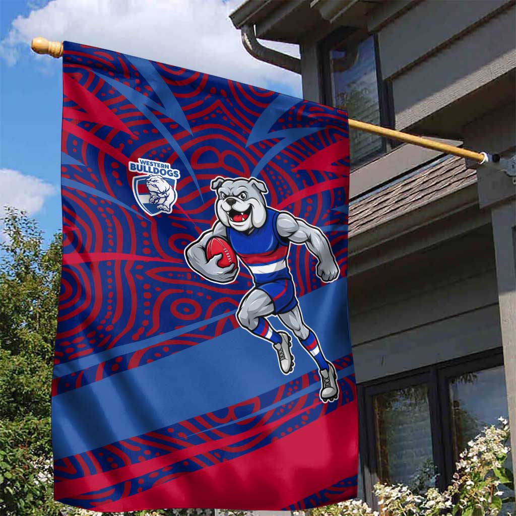 Western Bulldogs Australian Football Garden Flag Tough Bulldog Mascot Art With Indigenous Pattern Art