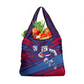 Western Bulldogs Australian Football Grocery Bag Tough Bulldog Mascot Art With Indigenous Pattern Art