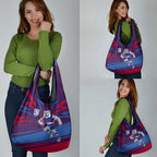 Western Bulldogs Australian Football Grocery Bag Tough Bulldog Mascot Art With Indigenous Pattern Art