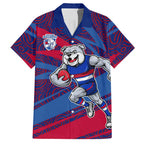 Western Bulldogs Australian Football Hawaiian Shirt Tough Bulldog Mascot Art With Indigenous Pattern Art