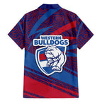 Western Bulldogs Australian Football Hawaiian Shirt Tough Bulldog Mascot Art With Indigenous Pattern Art