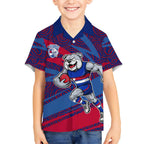 Western Bulldogs Australian Football Hawaiian Shirt Tough Bulldog Mascot Art With Indigenous Pattern Art