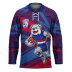 Western Bulldogs Australian Football Hockey Jersey Tough Bulldog Mascot Art With Indigenous Pattern Art