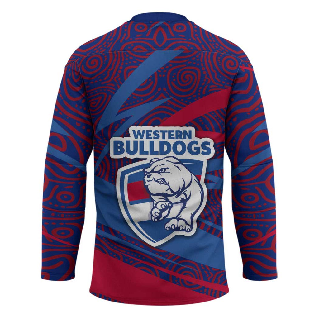 Western Bulldogs Australian Football Hockey Jersey Tough Bulldog Mascot Art With Indigenous Pattern Art