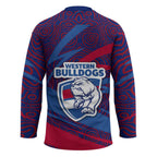 Western Bulldogs Australian Football Hockey Jersey Tough Bulldog Mascot Art With Indigenous Pattern Art