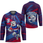 Western Bulldogs Australian Football Hockey Jersey Tough Bulldog Mascot Art With Indigenous Pattern Art
