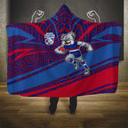 Western Bulldogs Australian Football Hooded Blanket Tough Bulldog Mascot Art With Indigenous Pattern Art
