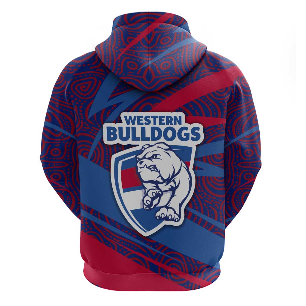 Western Bulldogs Australian Football Hoodie Tough Bulldog Mascot Art With Indigenous Pattern Art