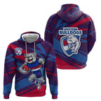Western Bulldogs Australian Football Hoodie Tough Bulldog Mascot Art With Indigenous Pattern Art