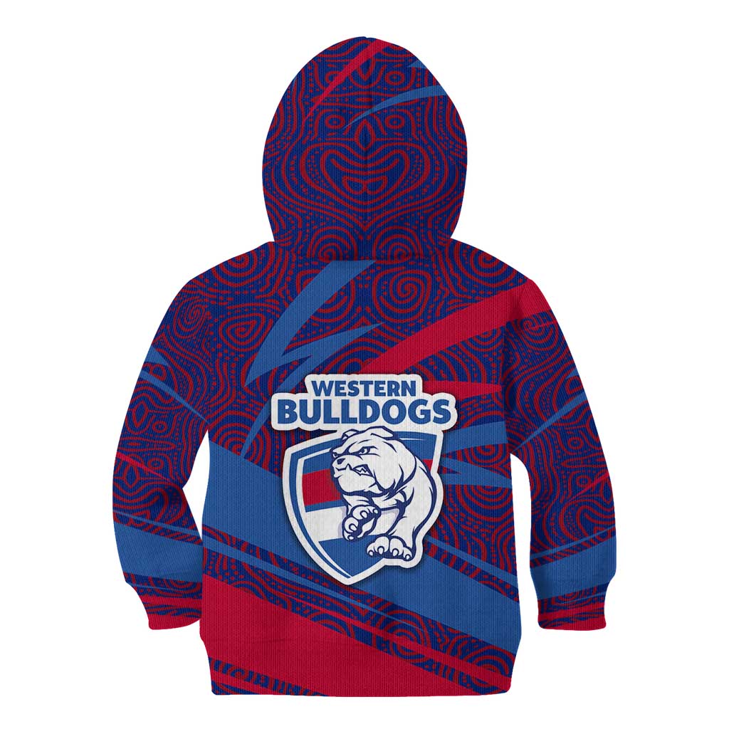 Western Bulldogs Australian Football Kid Hoodie Tough Bulldog Mascot Art With Indigenous Pattern Art