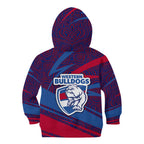 Western Bulldogs Australian Football Kid Hoodie Tough Bulldog Mascot Art With Indigenous Pattern Art