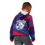 Western Bulldogs Australian Football Kid Hoodie Tough Bulldog Mascot Art With Indigenous Pattern Art