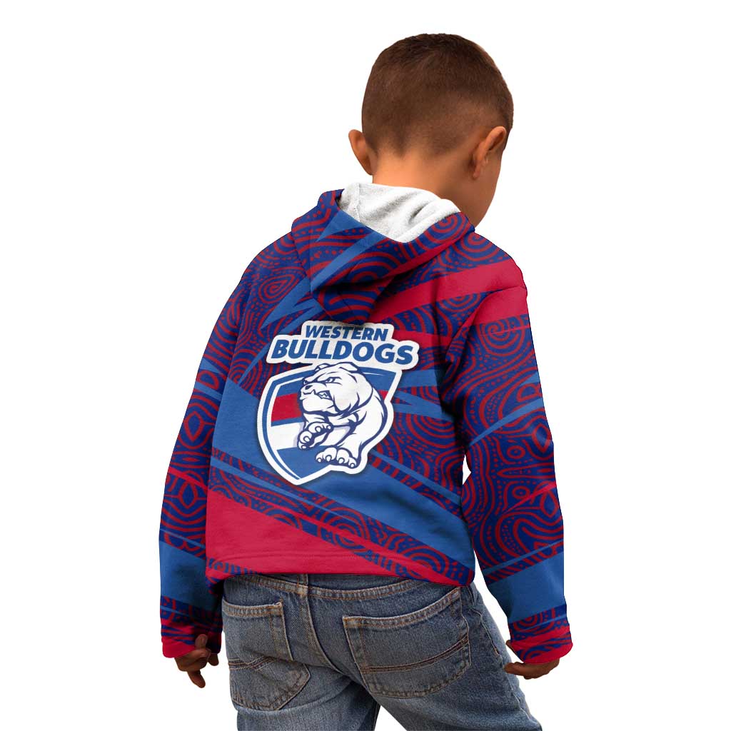 Western Bulldogs Australian Football Kid Hoodie Tough Bulldog Mascot Art With Indigenous Pattern Art