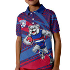 Western Bulldogs Australian Football Kid Polo Shirt Tough Bulldog Mascot Art With Indigenous Pattern Art