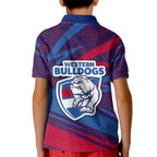 Western Bulldogs Australian Football Kid Polo Shirt Tough Bulldog Mascot Art With Indigenous Pattern Art