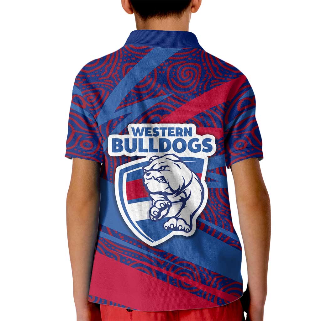 Western Bulldogs Australian Football Kid Polo Shirt Tough Bulldog Mascot Art With Indigenous Pattern Art