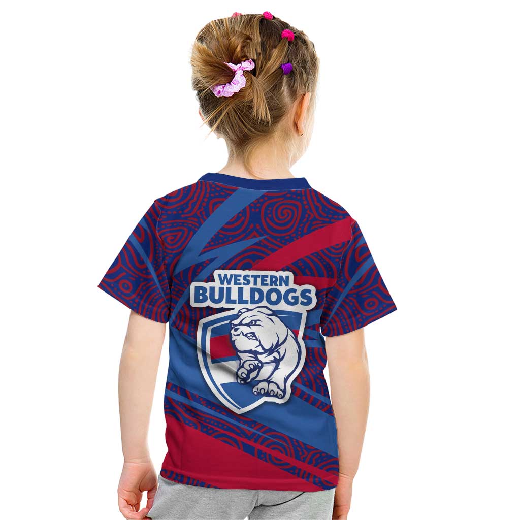 Western Bulldogs Australian Football Kid T Shirt Tough Bulldog Mascot Art With Indigenous Pattern Art