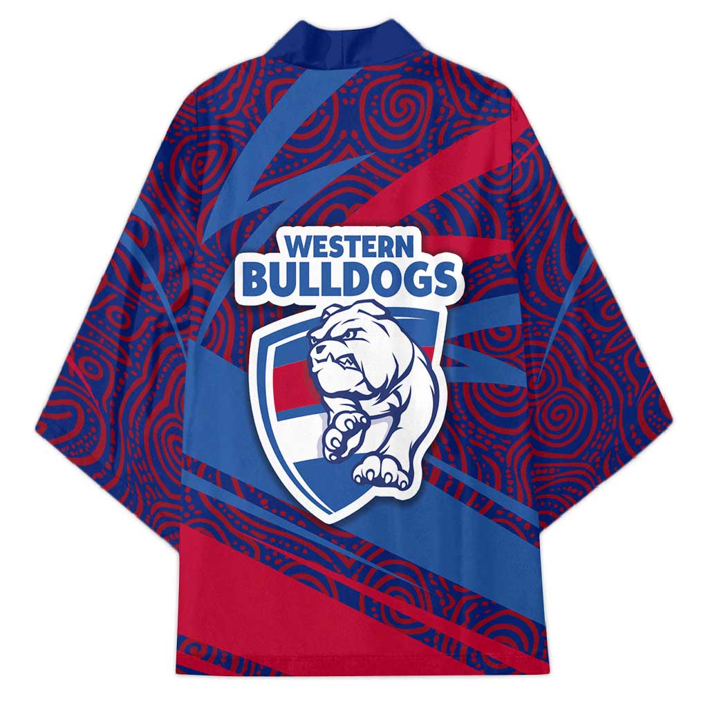 Western Bulldogs Australian Football Kimono Tough Bulldog Mascot Art With Indigenous Pattern Art