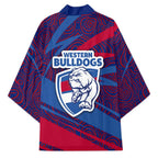 Western Bulldogs Australian Football Kimono Tough Bulldog Mascot Art With Indigenous Pattern Art