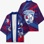 Western Bulldogs Australian Football Kimono Tough Bulldog Mascot Art With Indigenous Pattern Art