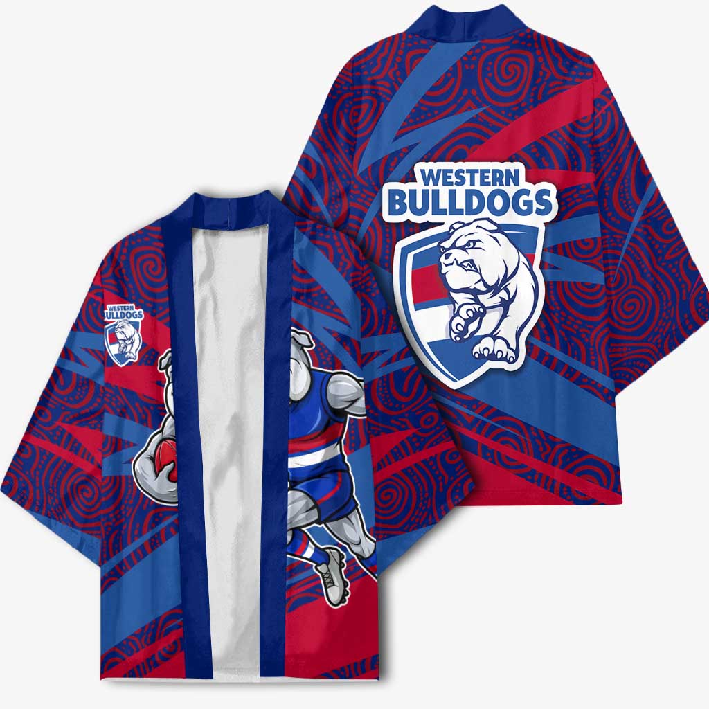 Western Bulldogs Australian Football Kimono Tough Bulldog Mascot Art With Indigenous Pattern Art