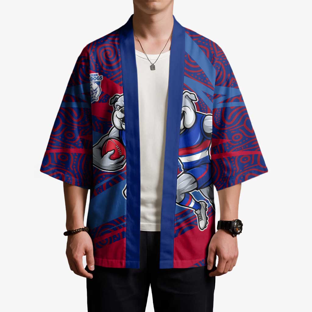 Western Bulldogs Australian Football Kimono Tough Bulldog Mascot Art With Indigenous Pattern Art