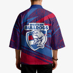 Western Bulldogs Australian Football Kimono Tough Bulldog Mascot Art With Indigenous Pattern Art