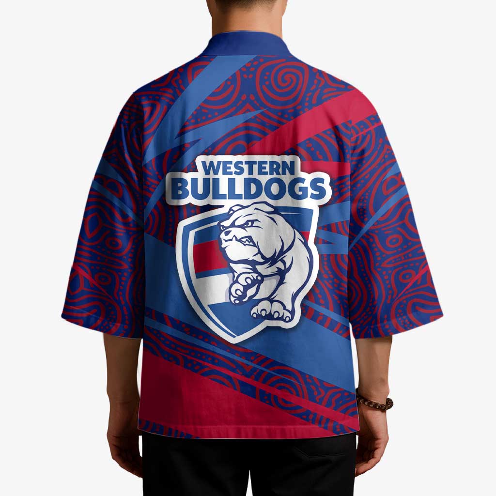 Western Bulldogs Australian Football Kimono Tough Bulldog Mascot Art With Indigenous Pattern Art