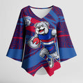 Western Bulldogs Australian Football Kimono Sleeve Blouse Tough Bulldog Mascot Art With Indigenous Pattern Art