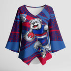 Western Bulldogs Australian Football Kimono Sleeve Blouse Tough Bulldog Mascot Art With Indigenous Pattern Art
