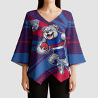 Western Bulldogs Australian Football Kimono Sleeve Blouse Tough Bulldog Mascot Art With Indigenous Pattern Art