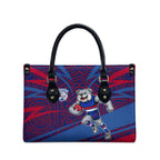 Western Bulldogs Australian Football Leather Bag Tough Bulldog Mascot Art With Indigenous Pattern Art