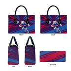 Western Bulldogs Australian Football Leather Bag Tough Bulldog Mascot Art With Indigenous Pattern Art