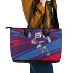 Western Bulldogs Australian Football Leather Tote Bag Tough Bulldog Mascot Art With Indigenous Pattern Art