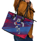 Western Bulldogs Australian Football Leather Tote Bag Tough Bulldog Mascot Art With Indigenous Pattern Art