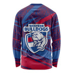 Western Bulldogs Australian Football Long Sleeve Shirt Tough Bulldog Mascot Art With Indigenous Pattern Art