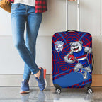 Western Bulldogs Australian Football Luggage Cover Tough Bulldog Mascot Art With Indigenous Pattern Art
