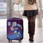 Western Bulldogs Australian Football Luggage Cover Tough Bulldog Mascot Art With Indigenous Pattern Art