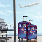 Western Bulldogs Australian Football Luggage Cover Tough Bulldog Mascot Art With Indigenous Pattern Art
