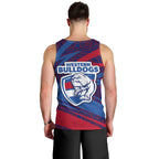 Western Bulldogs Australian Football Men Tank Top Tough Bulldog Mascot Art With Indigenous Pattern Art