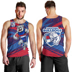Western Bulldogs Australian Football Men Tank Top Tough Bulldog Mascot Art With Indigenous Pattern Art