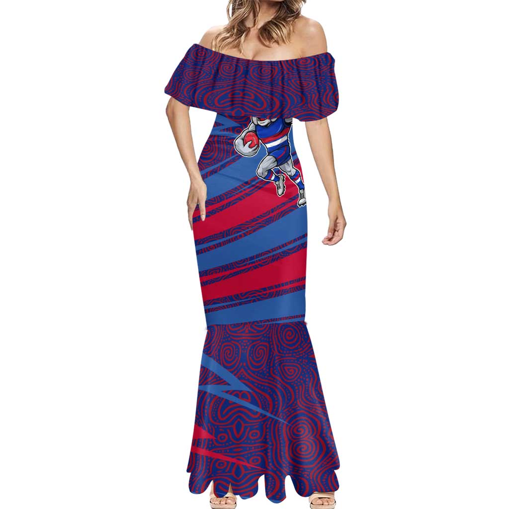 Western Bulldogs Australian Football Mermaid Dress Tough Bulldog Mascot Art With Indigenous Pattern Art