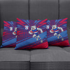 Western Bulldogs Australian Football Pillow Cover Tough Bulldog Mascot Art With Indigenous Pattern Art