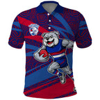 Western Bulldogs Australian Football Polo Shirt Tough Bulldog Mascot Art With Indigenous Pattern Art