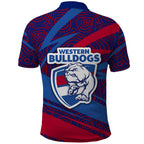 Western Bulldogs Australian Football Polo Shirt Tough Bulldog Mascot Art With Indigenous Pattern Art